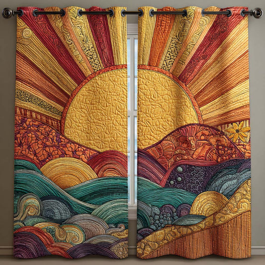 Golden Blossom Rays Quilted Curtains NCU0XD2045