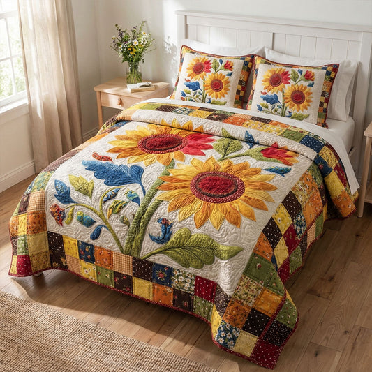 Golden Blossom Retreat 3-Piece Quilted Bedding Set NCU0PT11537