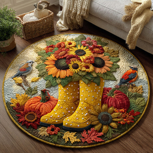 Golden Boots of Fall Quilted Round Mat NCU0TV027