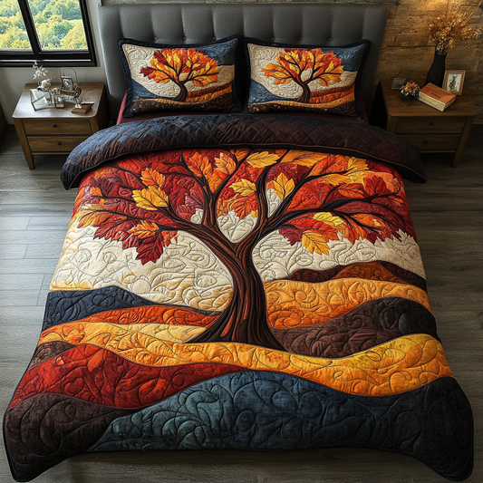 Golden Branch 3-Piece Quilted Bedding Set NCU0DK9674