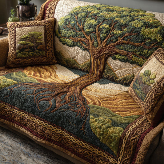 Golden Branch Quilted Sofa Cover NCU0TD2125