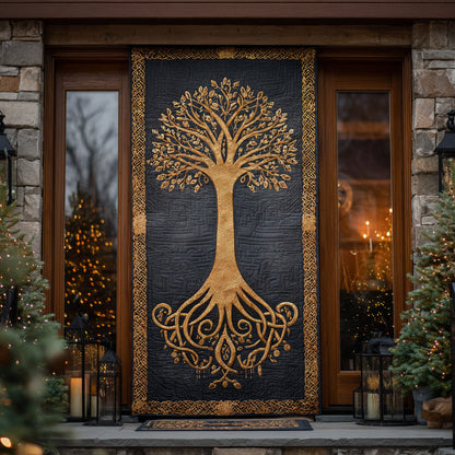 Golden Branches Quilted Door Cover NCU0DV8395