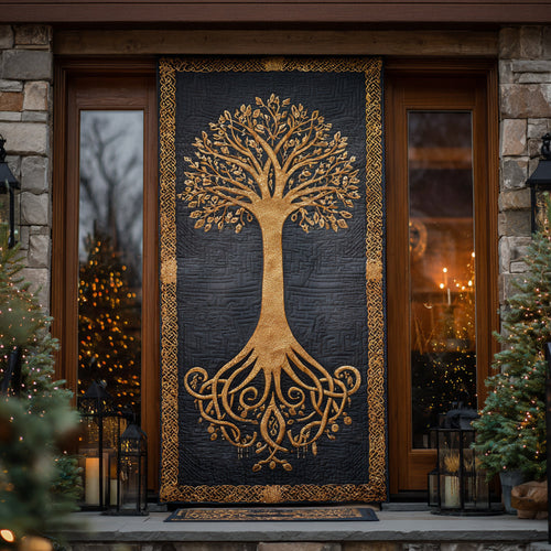 Golden Branches Quilted Door Cover NCU0DV8395