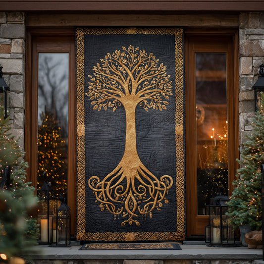 Golden Branches Quilted Door Cover NCU0DV8395