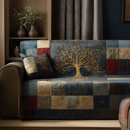Golden Branches Quilted Sofa Cover NCU0PT11288