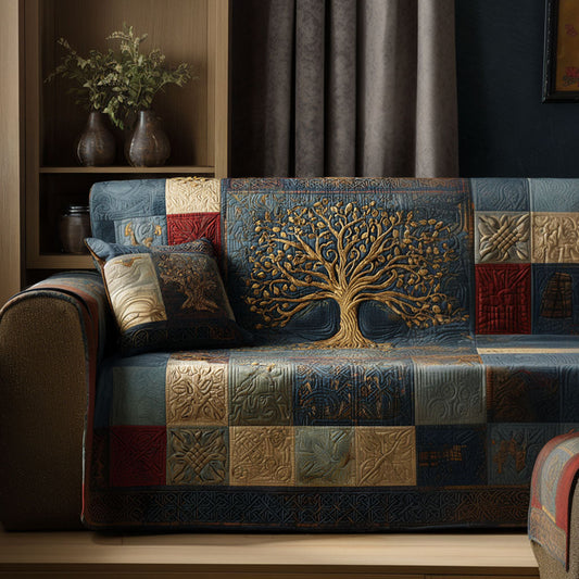 Golden Branches Quilted Sofa Cover NCU0PT11288