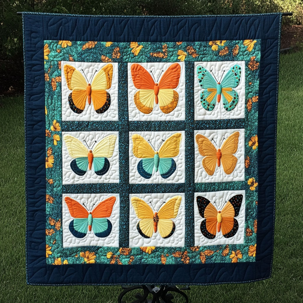 Golden Butterfly Quilted Blanket NCU0NT3399