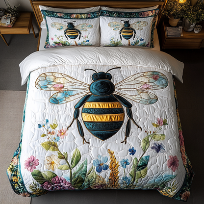 Golden Buzz 3-Piece Quilted Bedding Set NCU0DK5006