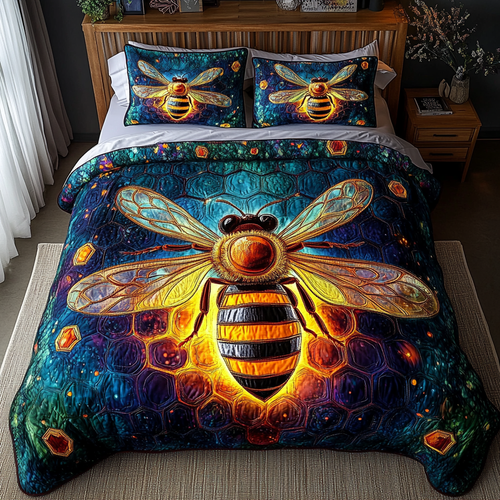 Golden Buzz 3-Piece Quilted Bedding Set NCU0DK5599