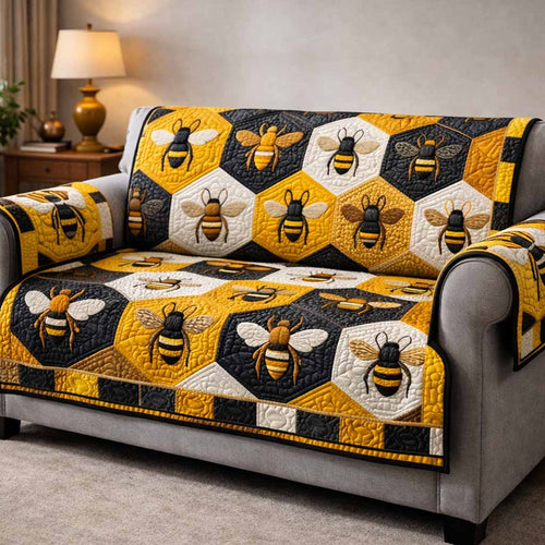 Golden Buzz Quilted Sofa Cover NCU0XD2478