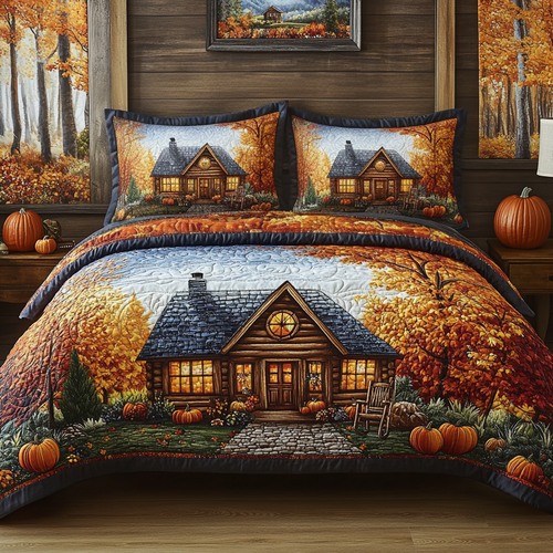 Golden Cabin 3-Piece Quilted Bedding Set NCU0VL2849