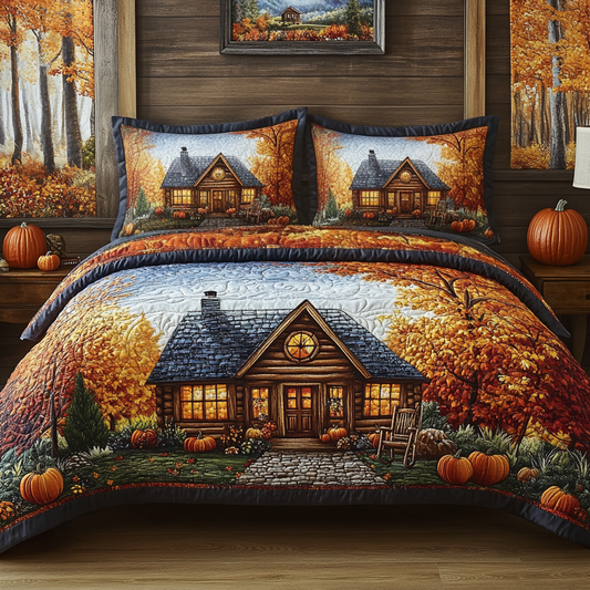 Golden Cabin 3-Piece Quilted Bedding Set NCU0VL2849
