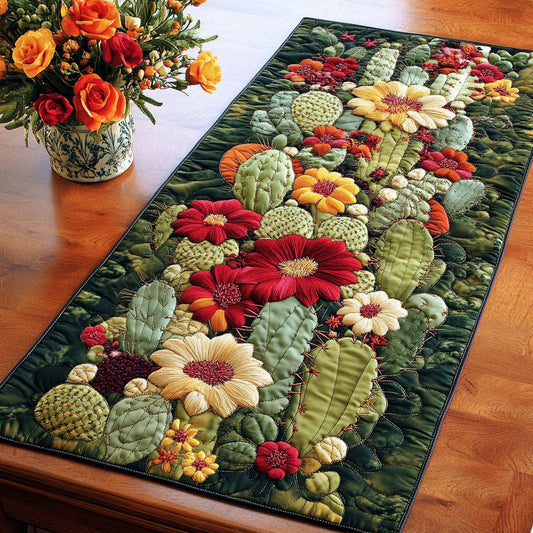 Golden Cactus Quilted Table Runner NCU0NT3930