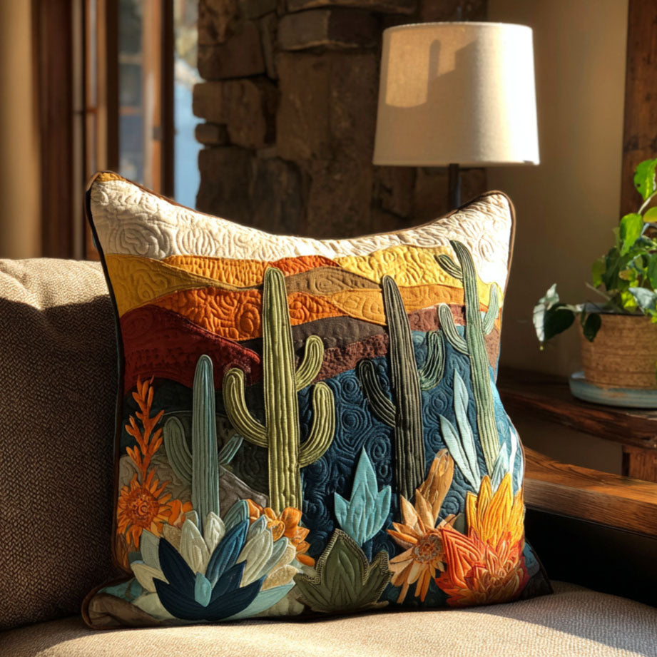 Golden Cactus Sky Quilted Pillow Case NCU0PT8873