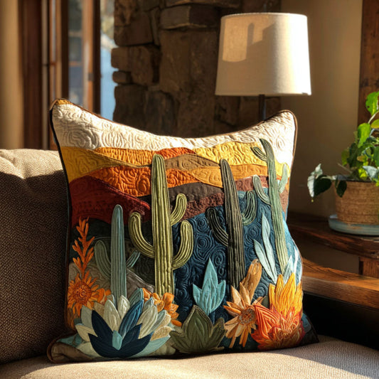 Golden Cactus Sky Quilted Pillow Case NCU0PT8873