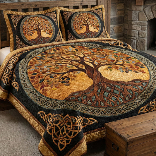 Golden Canopy 3-Piece Quilted Bedding Set NCU0NT12286