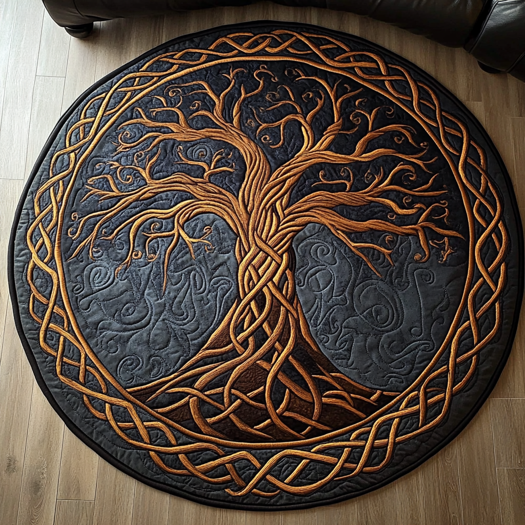 Golden Canopy Quilted Round Mat NCU0NT3458