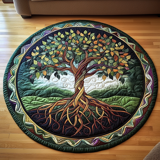 Golden Canopy Quilted Round Mat NCU0NT3464