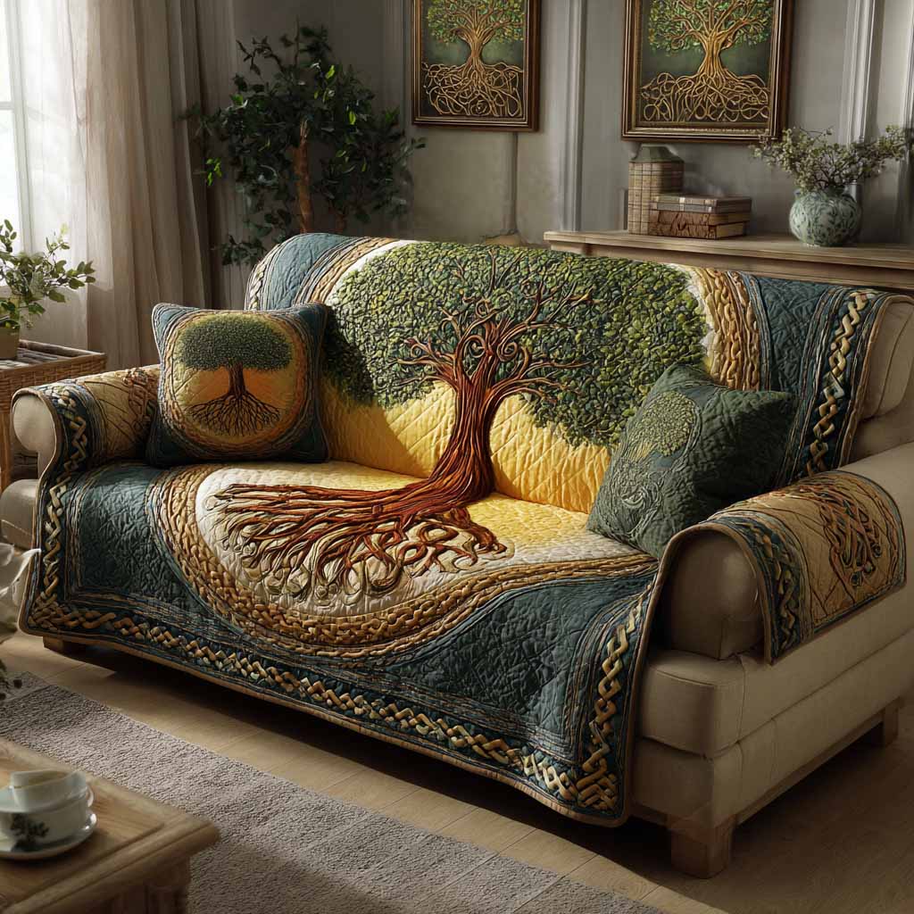 Golden Canopy Quilted Sofa Cover NCU0XD2380
