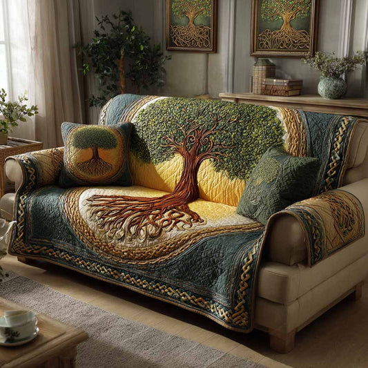 Golden Canopy Quilted Sofa Cover NCU0XD2380