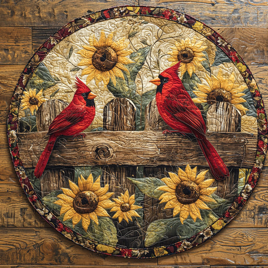 Golden Cardinal Quilted Round Mat NCU0DV6850