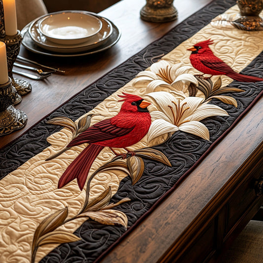 Golden Cardinal Quilted Table Runner NCU0DV6779