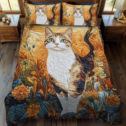 Golden Cat 3-Piece Quilted Bedding Set NCU0NT999