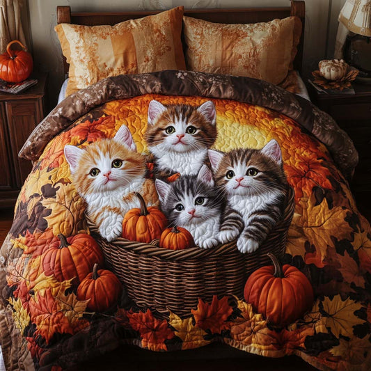 Golden Cat Days 3-Piece Quilted Bedding Set NCU0NT8835