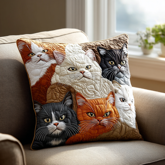 Golden Cat Quilted Pillow Case NCU0DK11742