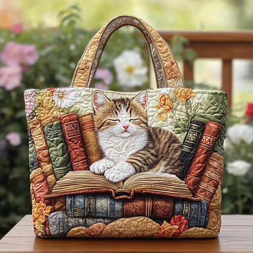 Golden Cat Quilted Tote Bag NCU0DK9387