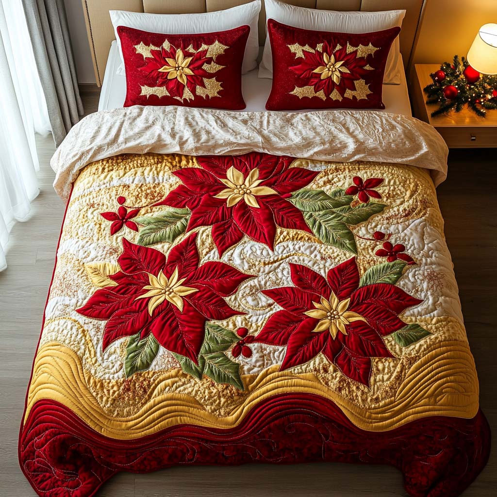 Golden Cheer 3-Piece Quilted Bedding Set NCU0NT2322