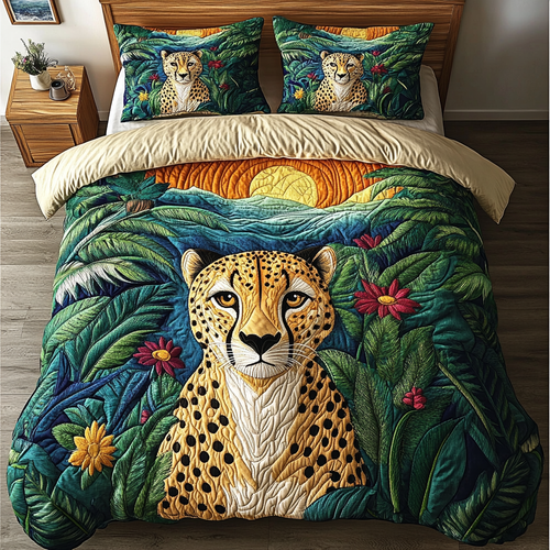 Golden Cheetah 3-Piece Quilted Bedding Set NCU0DK4062