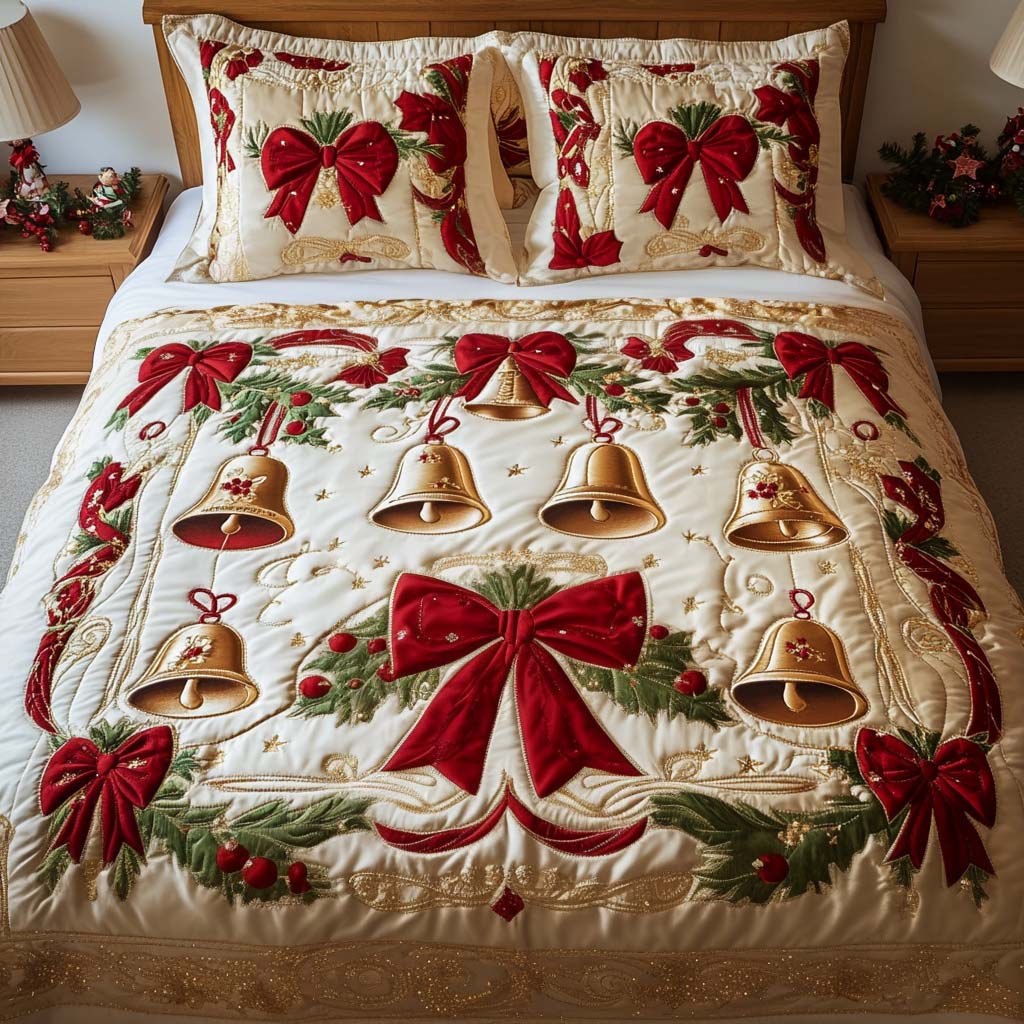 Golden Chime 3-Piece Quilted Bedding Set NCU0NT2017