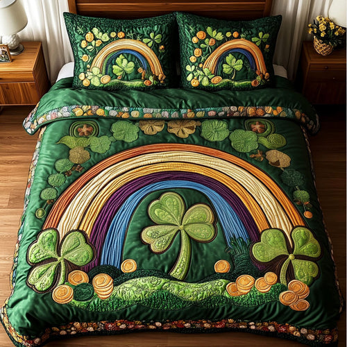 Golden Clover Rainbow 3-Piece Quilted Bedding Set NCU0NT2870
