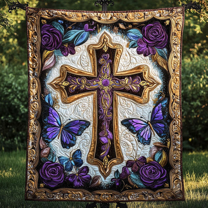 Golden Cross Elegance Quilted Blanket NCU0NT3875