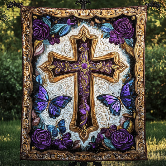 Golden Cross Elegance Quilted Blanket NCU0NT3875