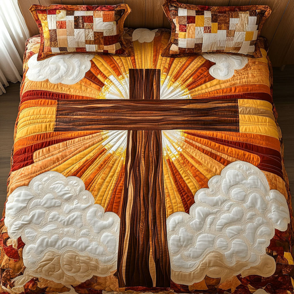 Golden Cross Sunrise 3-Piece Quilted Bedding Set NCU0NT3511