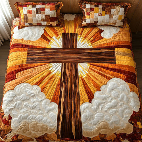 Golden Cross Sunrise 3-Piece Quilted Bedding Set NCU0NT3511
