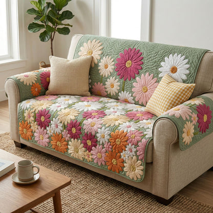 Golden Daisy Quilted Sofa Cover NCU0TD2504