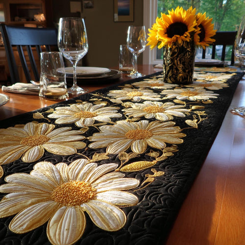 Golden Daisy Quilted Table Runner NCU0DV9565