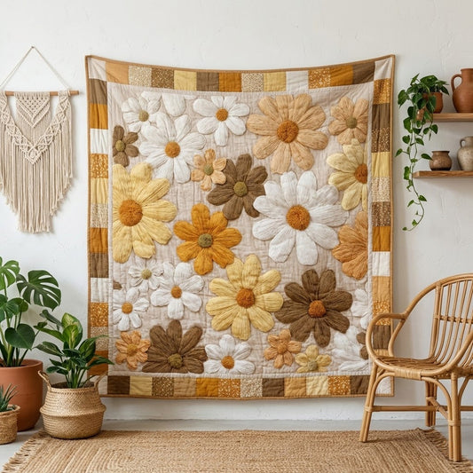 Golden Daisyfield Quilted Blanket NCU0VL3399