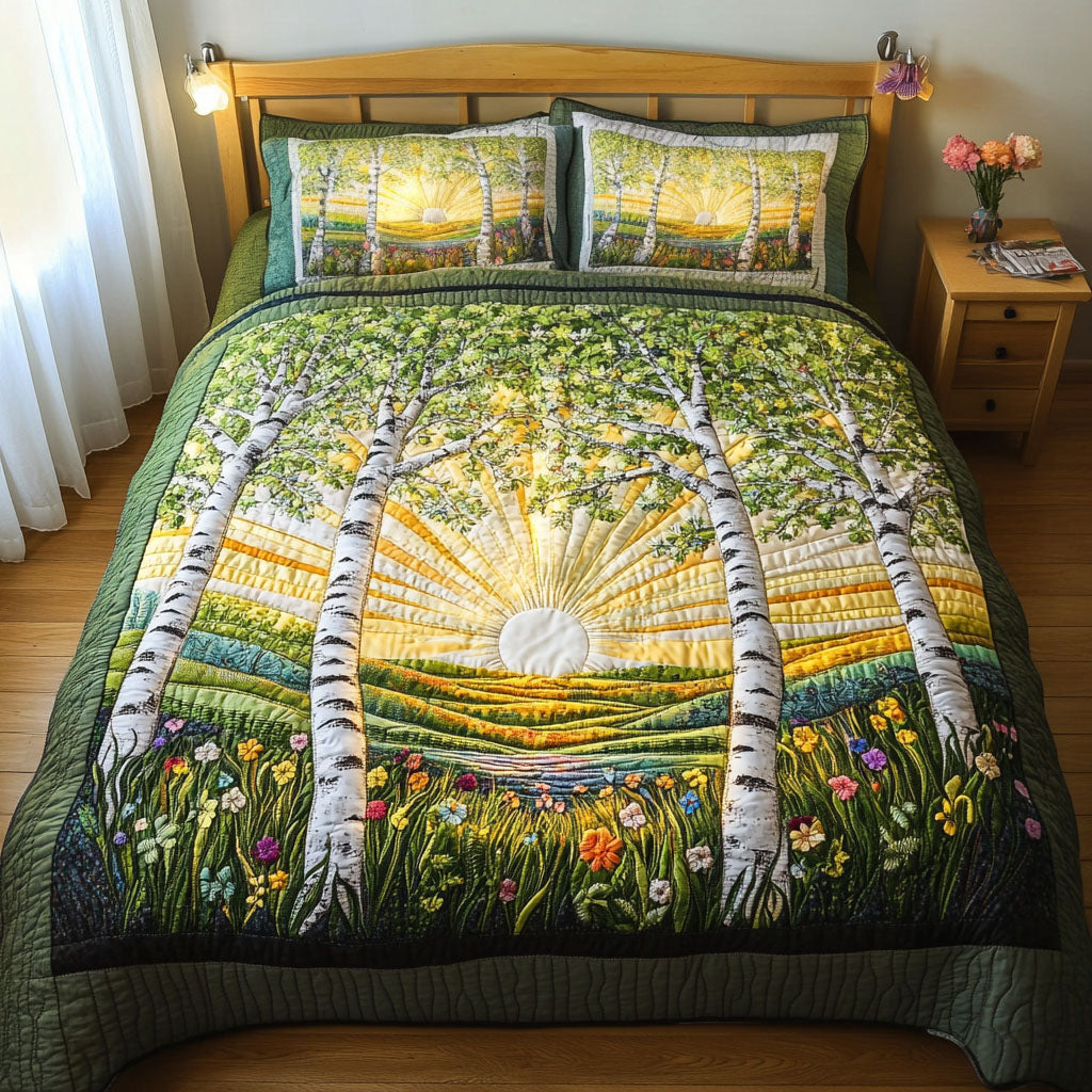 Golden Dawn 3-Piece Quilted Bedding Set NCU0NT6437