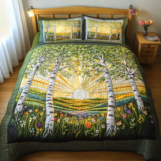 Golden Dawn 3-Piece Quilted Bedding Set NCU0NT6437