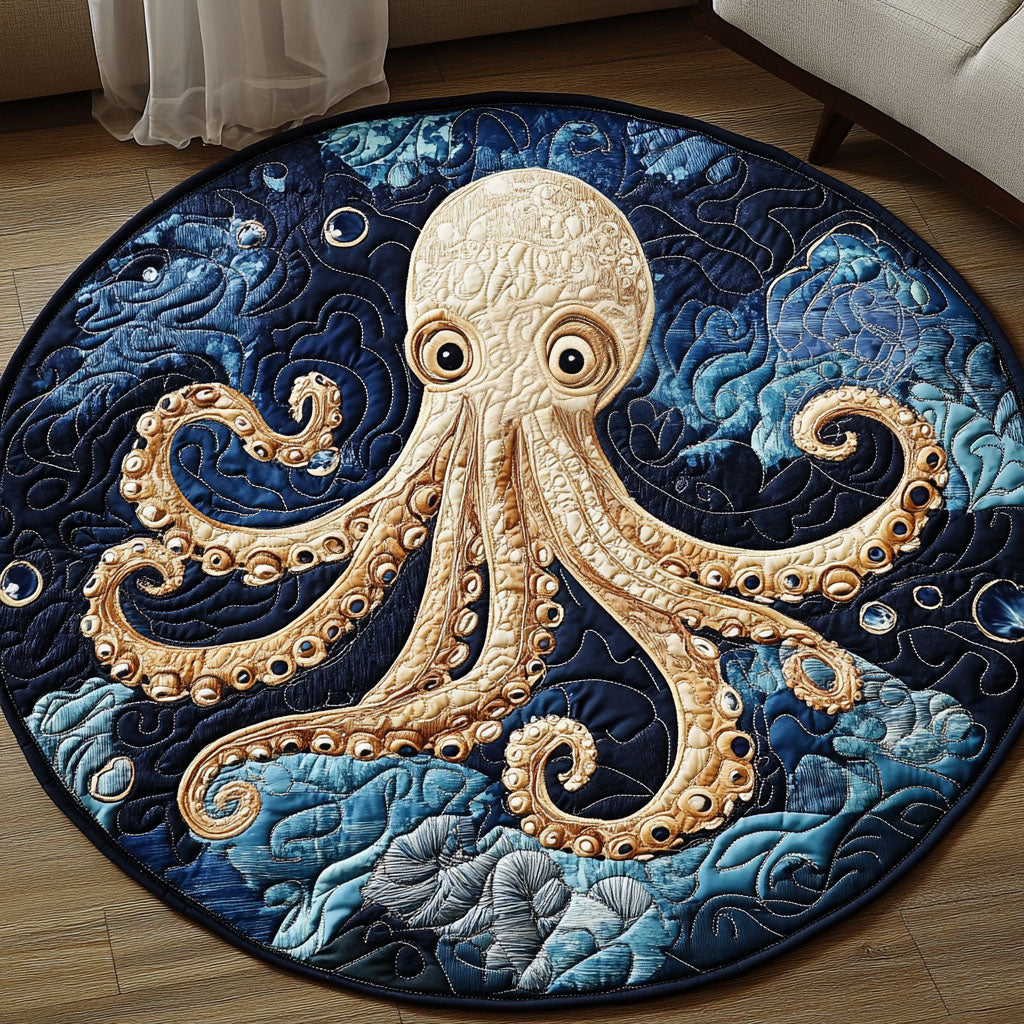 Golden Deep Sea Quilted Round Mat NCU0NT4836