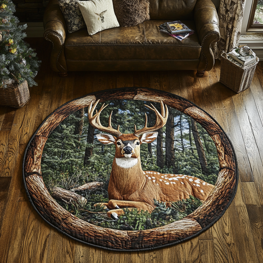Golden Deer Quilted Round Mat NCU0DK8067