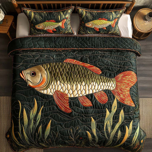 Golden Depths 3-Piece Quilted Bedding Set NCU0NT7190