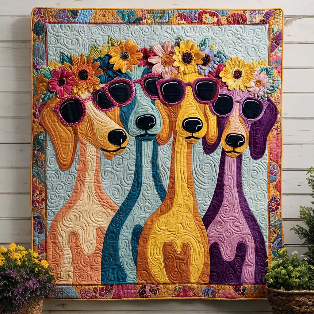 Golden Doxie Hour Quilted Blanket NCU0NT9184