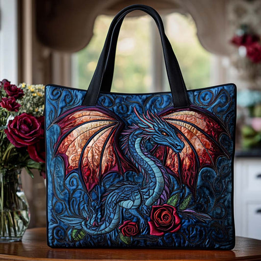 Golden Dragon Charm Quilted Tote Bag NCU0NT8456