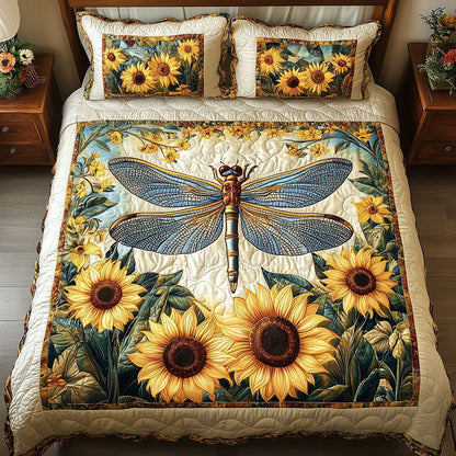 Golden Dragonfly Garden 3-Piece Quilted Bedding Set NCU0NT3746