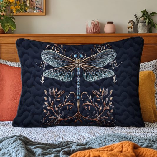 Golden Dragonfly Quilted Bedding Pillow Case NCU0DK3856